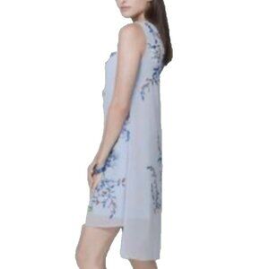 WHBM Blouson Shift Dress M Medium Blue Floral Washable Flowy